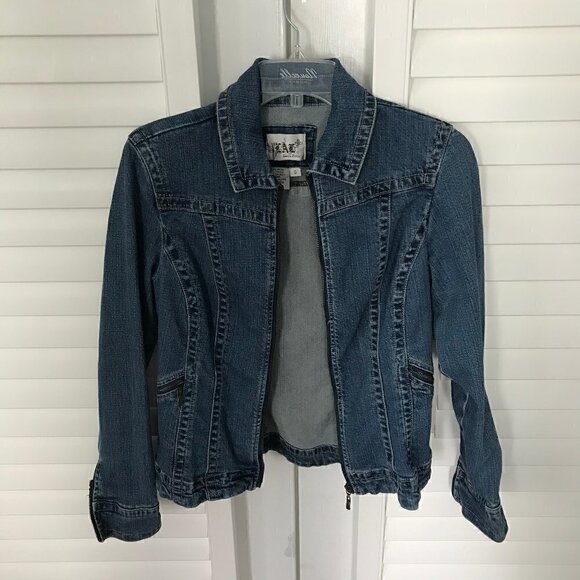 Live a Little front zip moto style jean jacket, S - Picture 1 of 4
